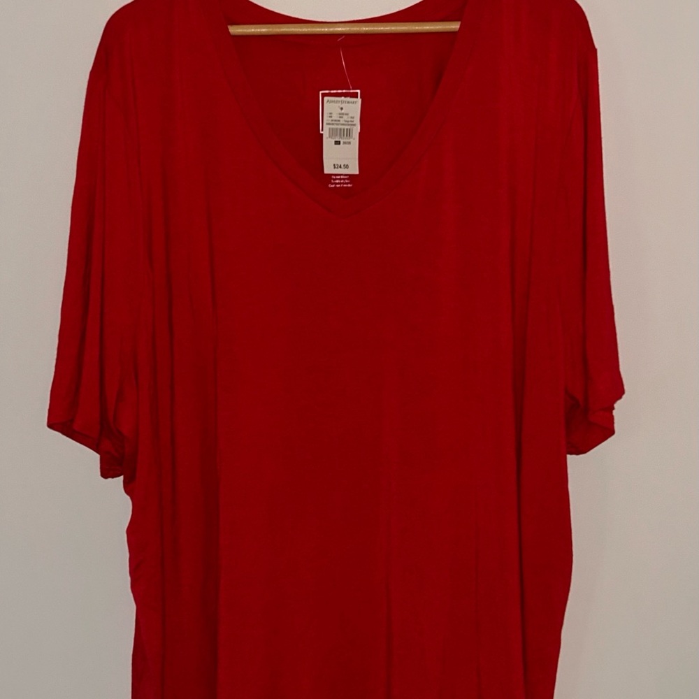 Ashley Stewart Bold Red Short Sleeve Top